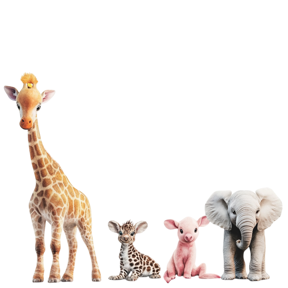 Border Template with Cute Animals - 3D Rendering Against White Background png