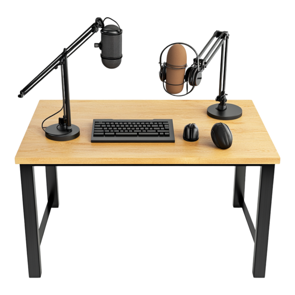 Podcast table isolated against a transparent background png