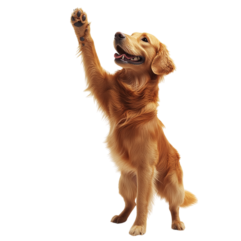 Playful High Five from a Happy and Cute Golden Retriever, Isolated on Transparent Background png