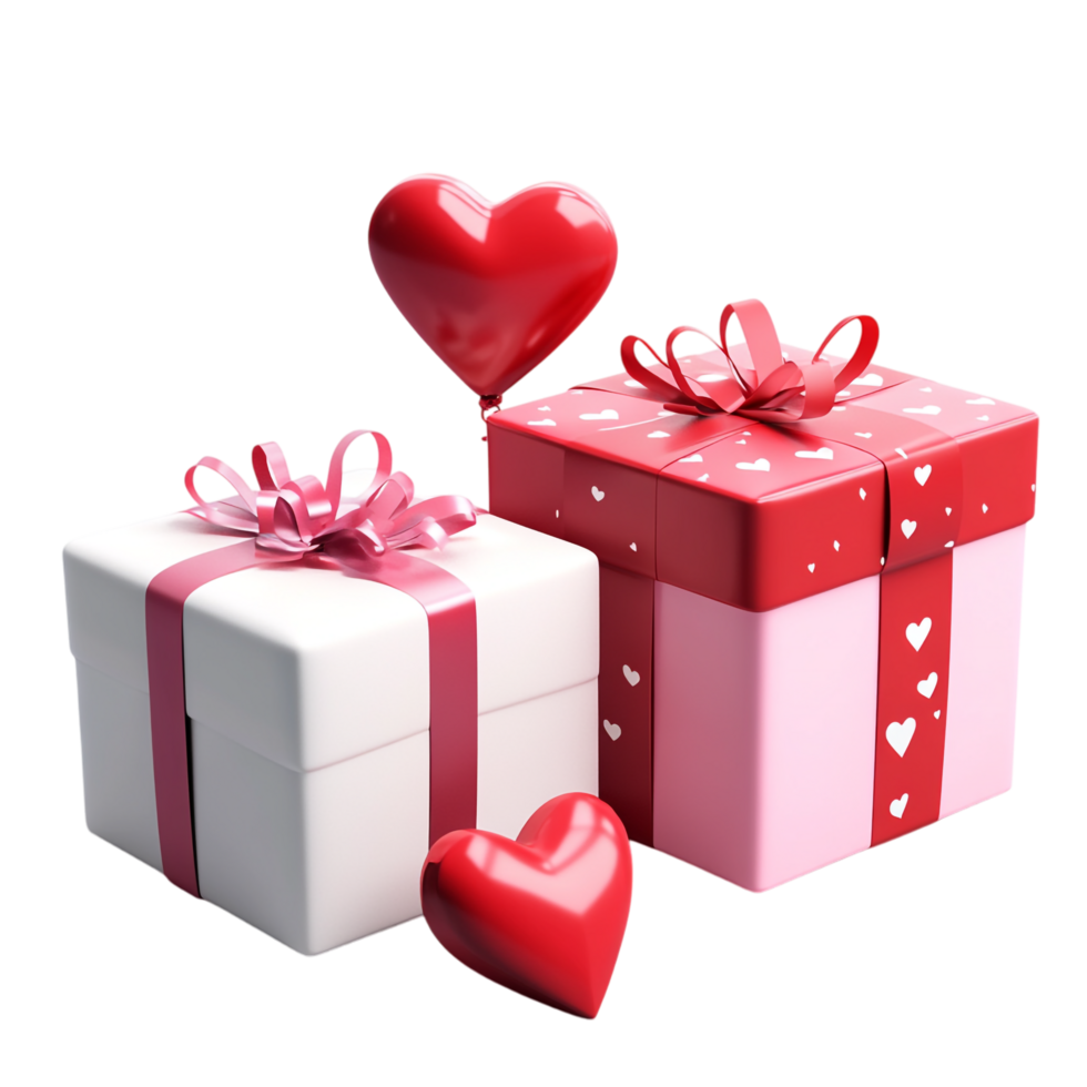 PNG 3D Valentine's Day gift box Against transparent Background Celebration or Anniversary Celebration Design for Romantic Themes, Event Invitations, or Love-Themed Projects