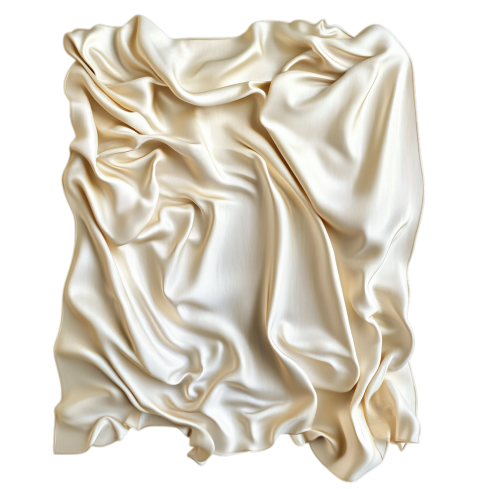 PNG Creamy Draped Fabric, A Textural Study Against Transparent Background for Textile Design, Artistic Projects, or Elegant Backdrops