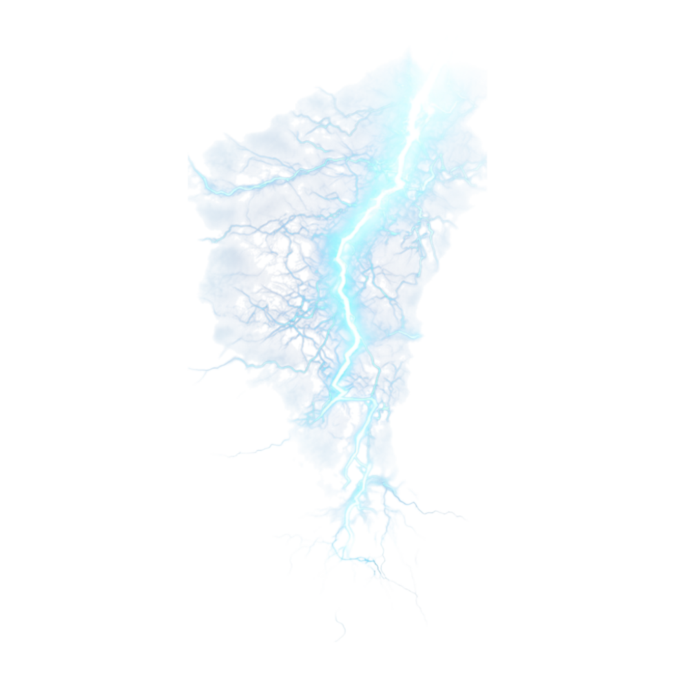 Blue Lightning Effect Isolated Against a transparent Background png