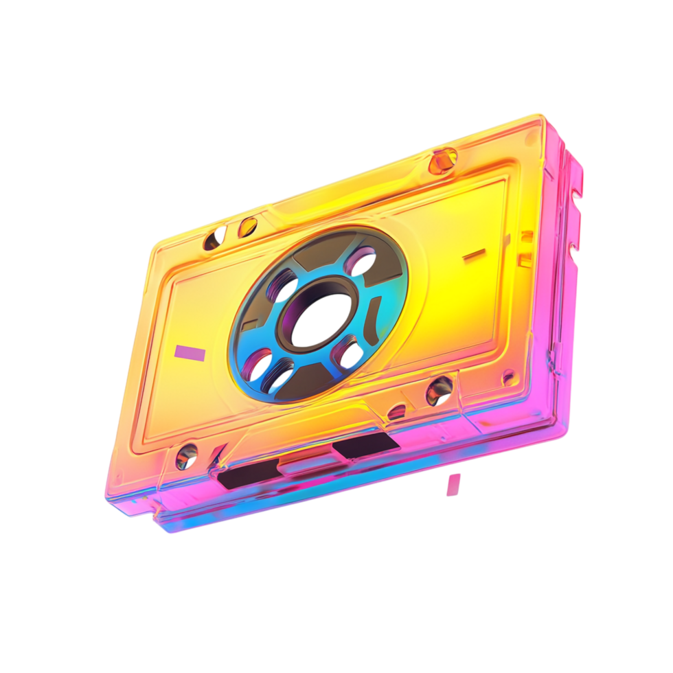 Cassette Tape 3D Illustration Against White Background png