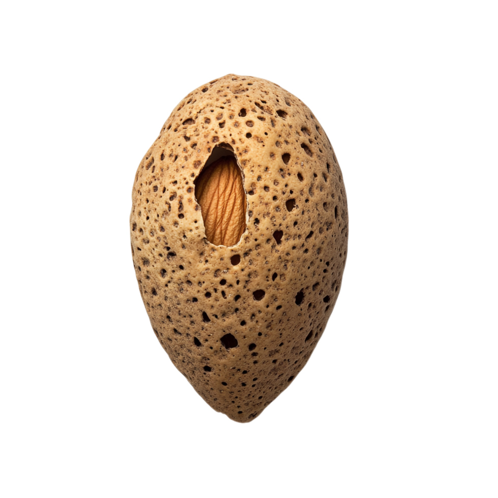 PNG A Single Almond Nut Close-Up Against Transparent Background for Nut-Based Recipes, Health Themes, or Food Illustrations