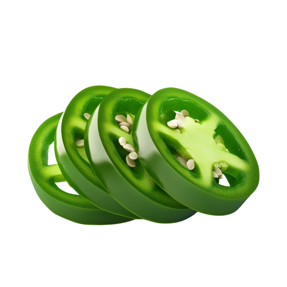 Sliced jalapeno pepper against a white background png