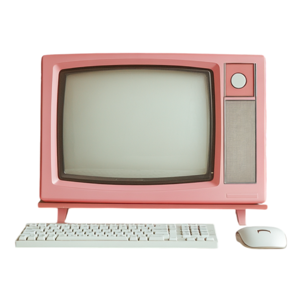 Premium photo of an old pink television sits on a white background png