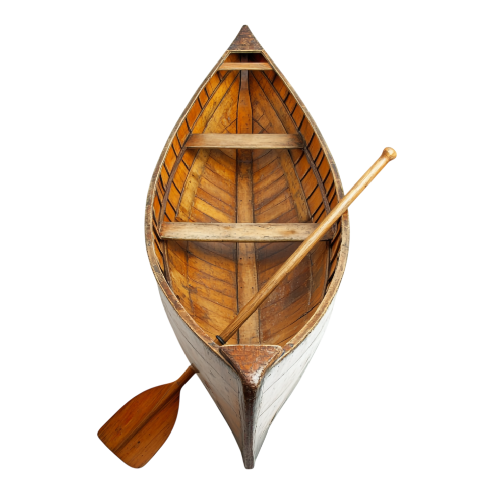 Wooden Boat with Paddle Isolated Against transparent Background png