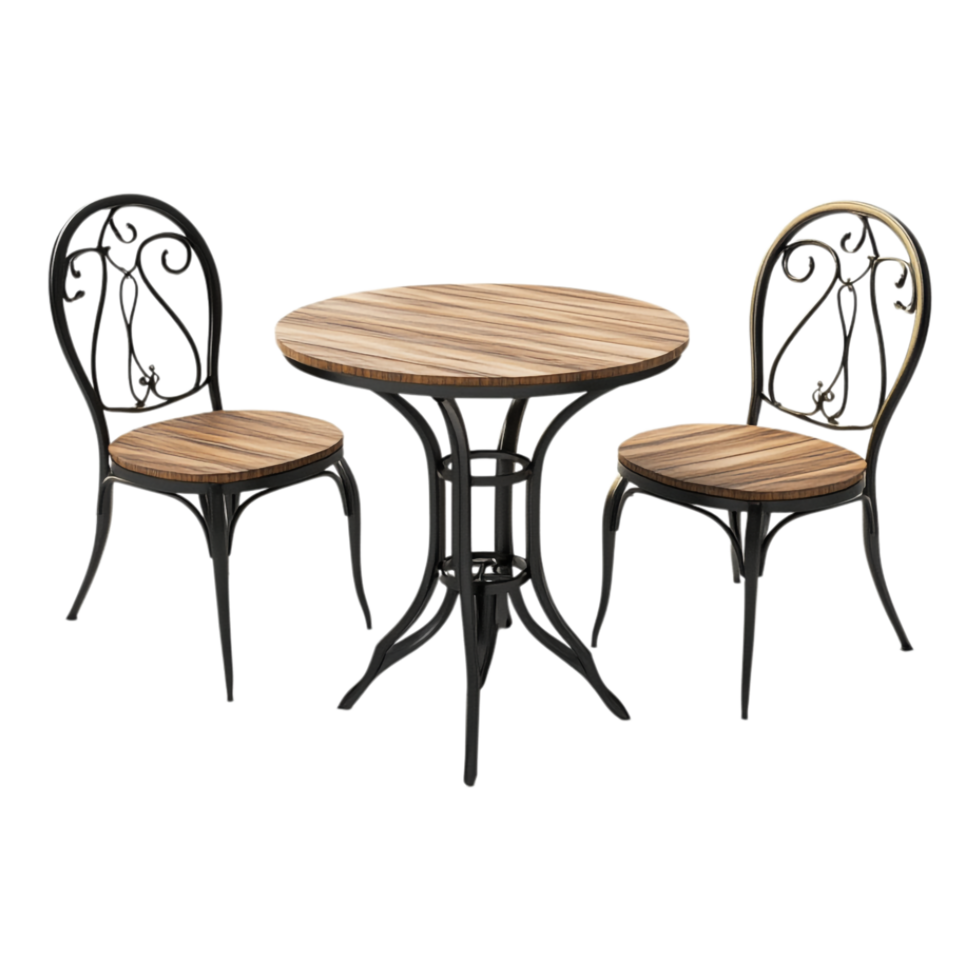 Table and Chairs in 3D Rendering Isolated Against transparent Background png