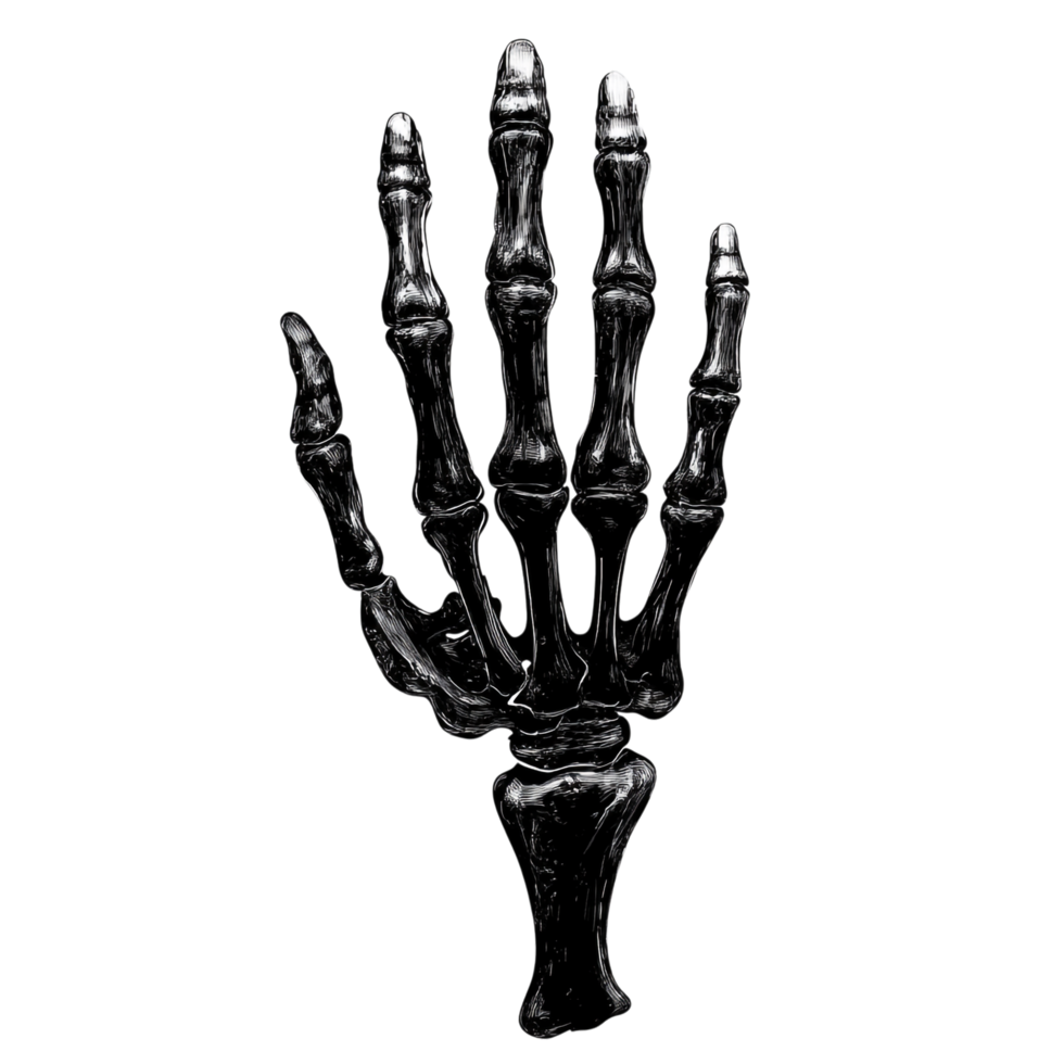 Skeleton Hand for Halloween - Vector Linear Black 3D Rendering png