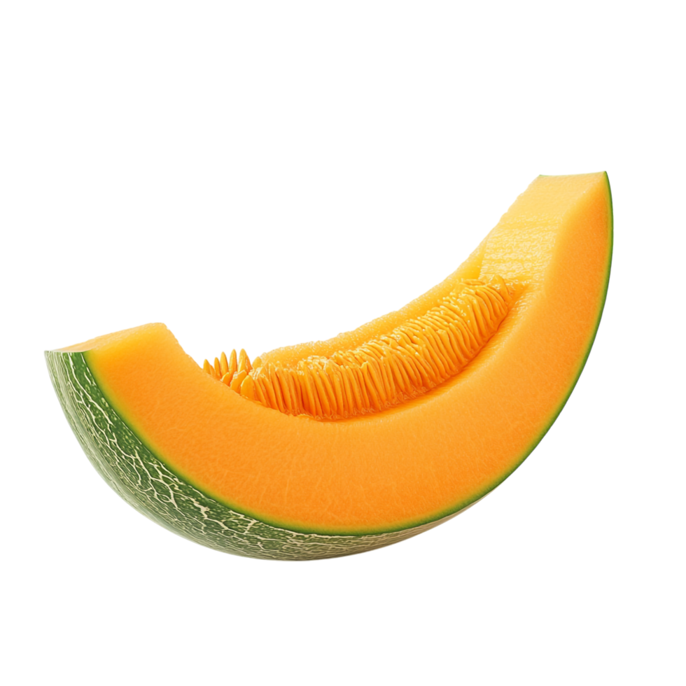 Cantaloupe Side View Full Length 3D Rendering Against White Background png