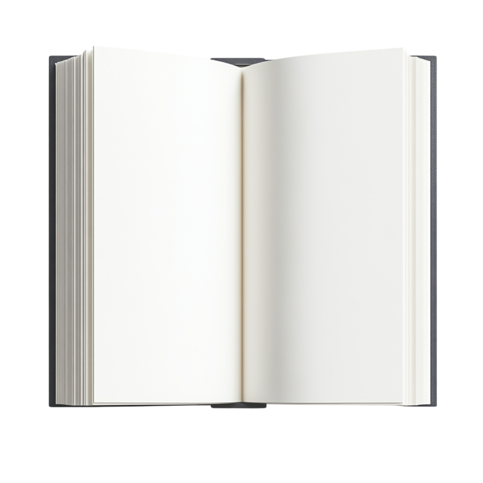 White book open top view full length 3D rendering against transparent background png
