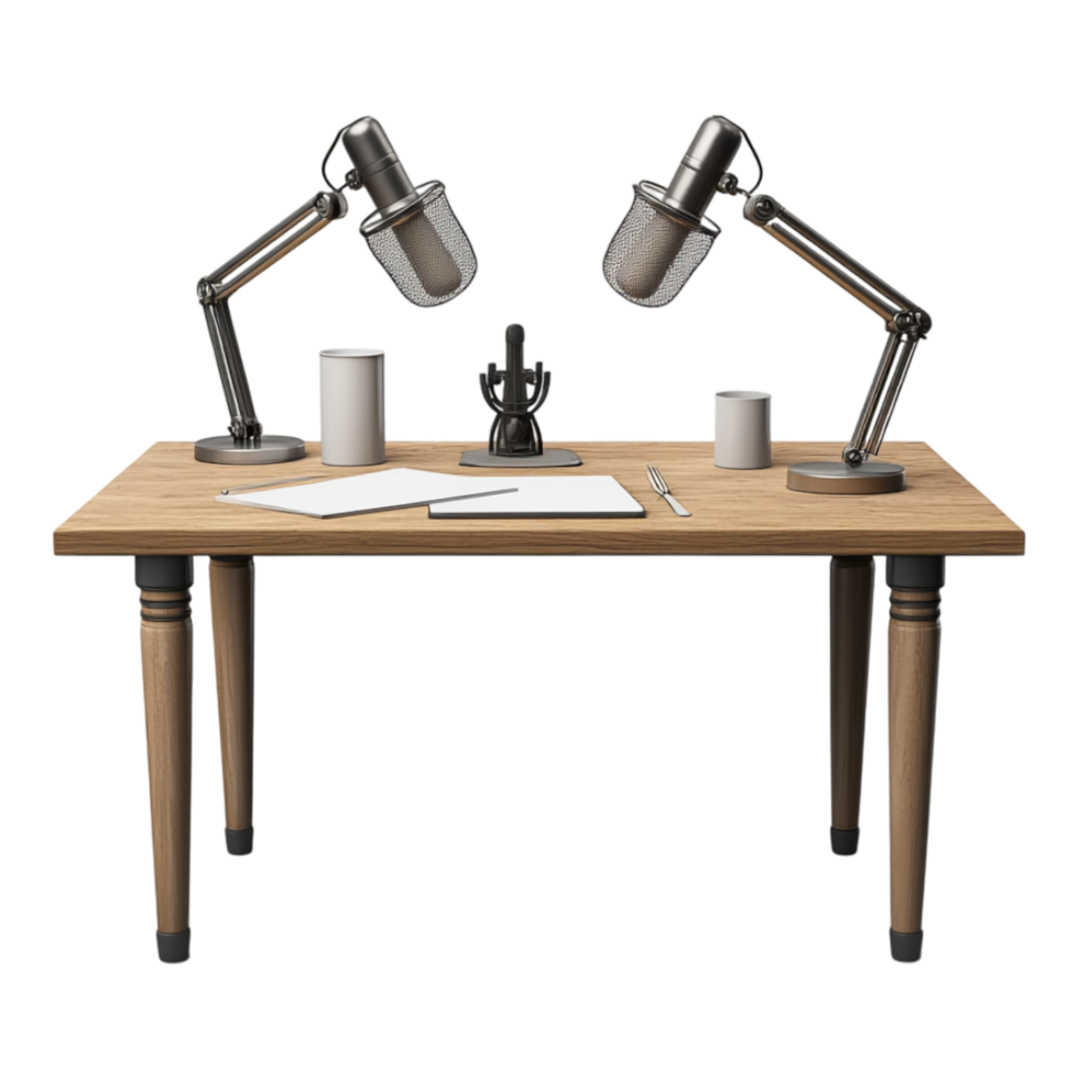 Podcast table isolated against a transparent background png