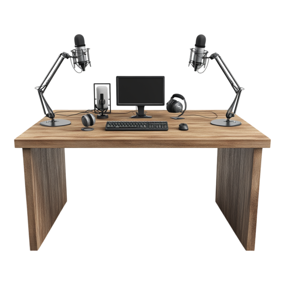 Podcast table isolated against a transparent background png