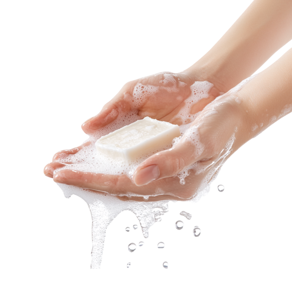 Person Washing Hands with Soap Isolated on Transparent Background png