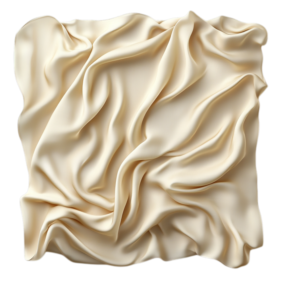 PNG Creamy Draped Fabric, A Textural Study Against Transparent Background for Textile Design, Artistic Projects, or Elegant Backdrops