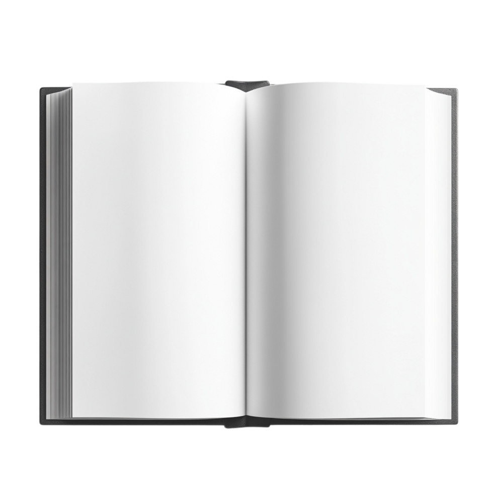 White book open top view full length 3D rendering against transparent background png