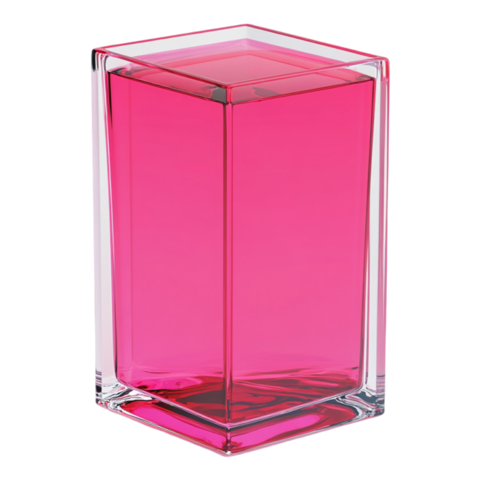 Magenta Liquid in a Rectangular Glass Box Isolated Against a transparent Background png