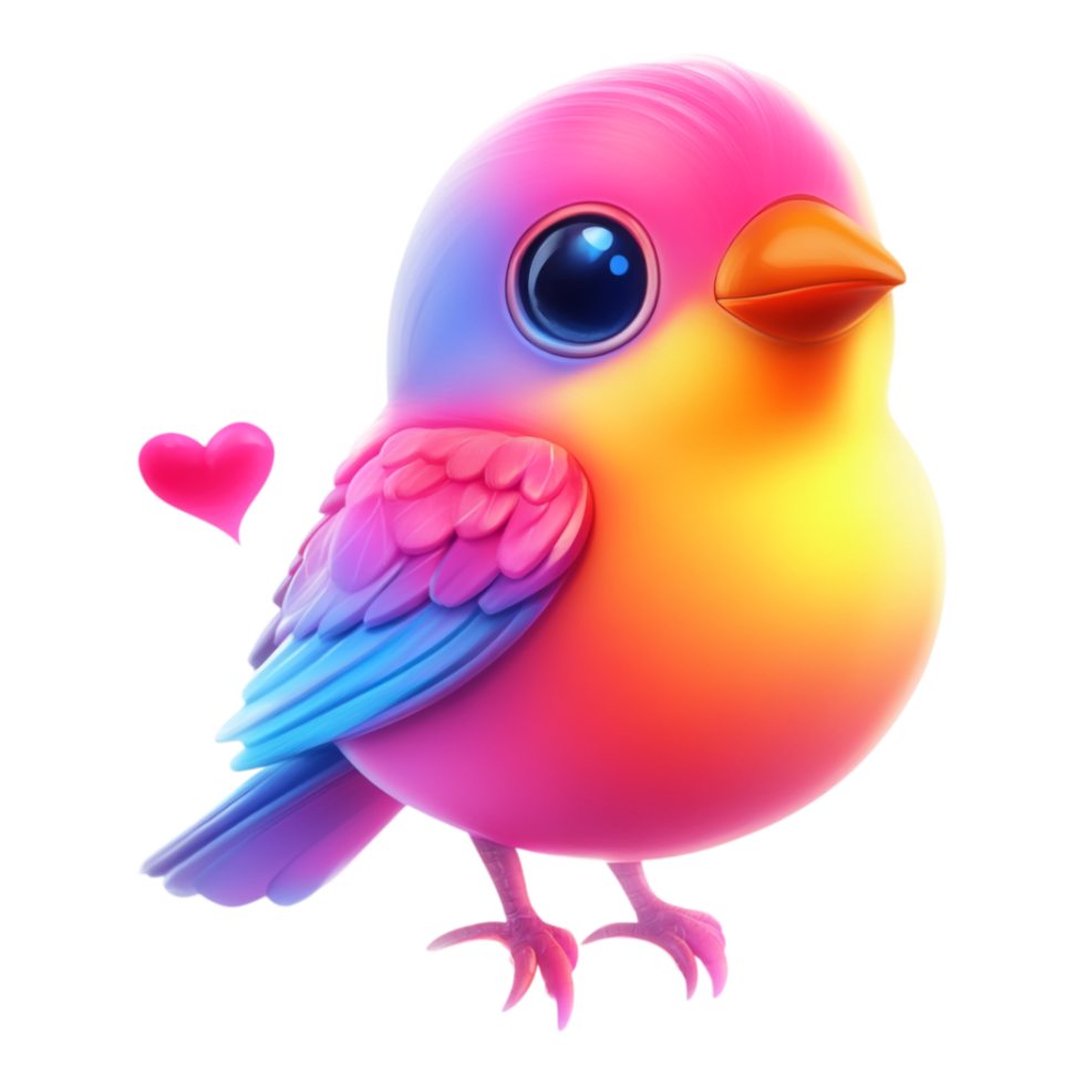 PNG Bird Valentine Icon Against transparent Background for Valentine's Day Themes, Cute Characters, or Love-Themed Projects