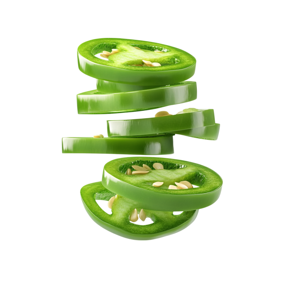 Sliced jalapeno pepper against a white background png