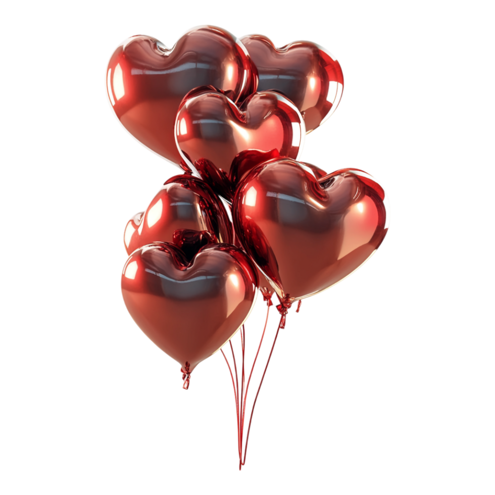 PNG Happy Valentine's Day 3D Rendering Against transparent Background for Festive Greeting Cards, Holiday Decorations, or Romantic Themes