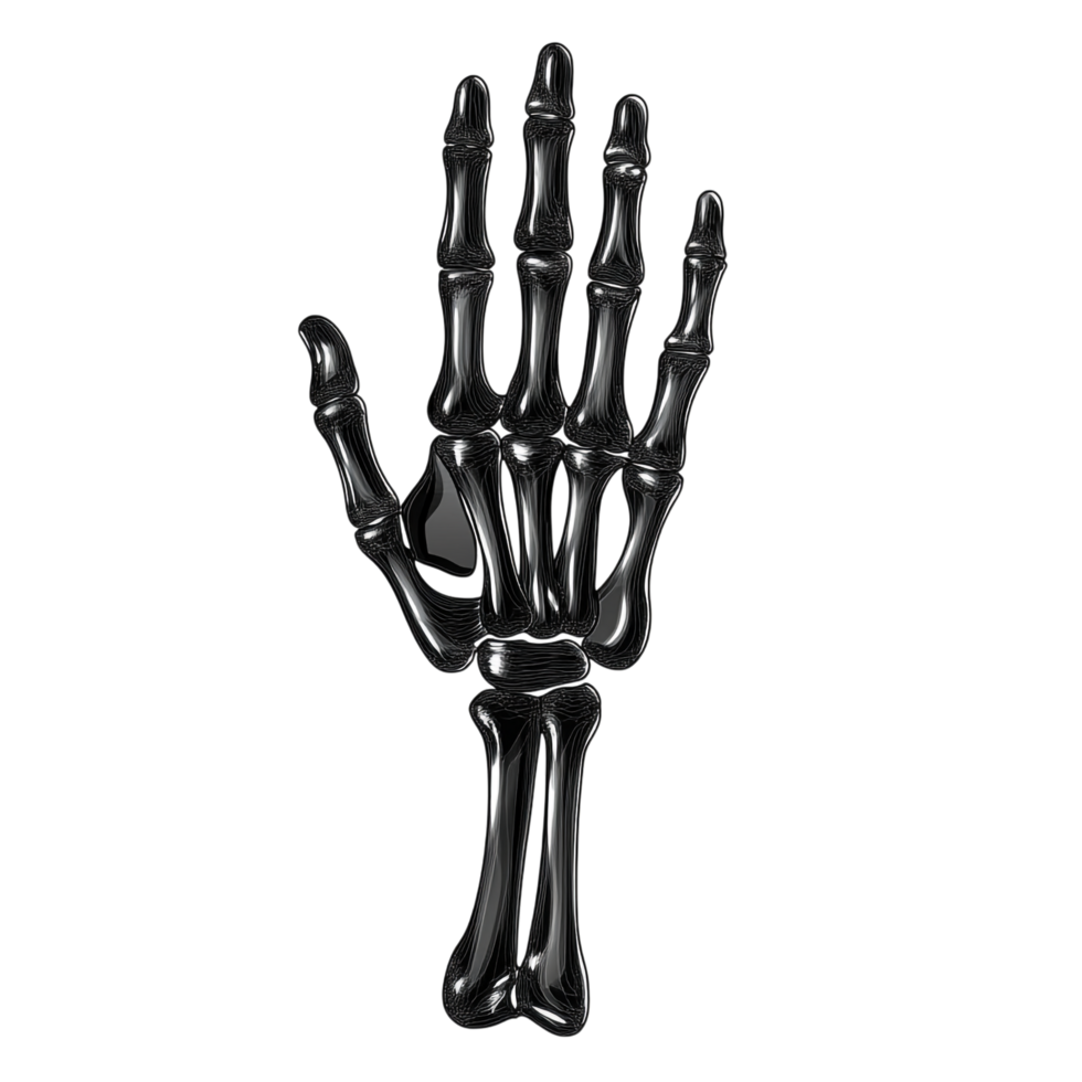 Skeleton Hand for Halloween - Vector Linear Black 3D Rendering png