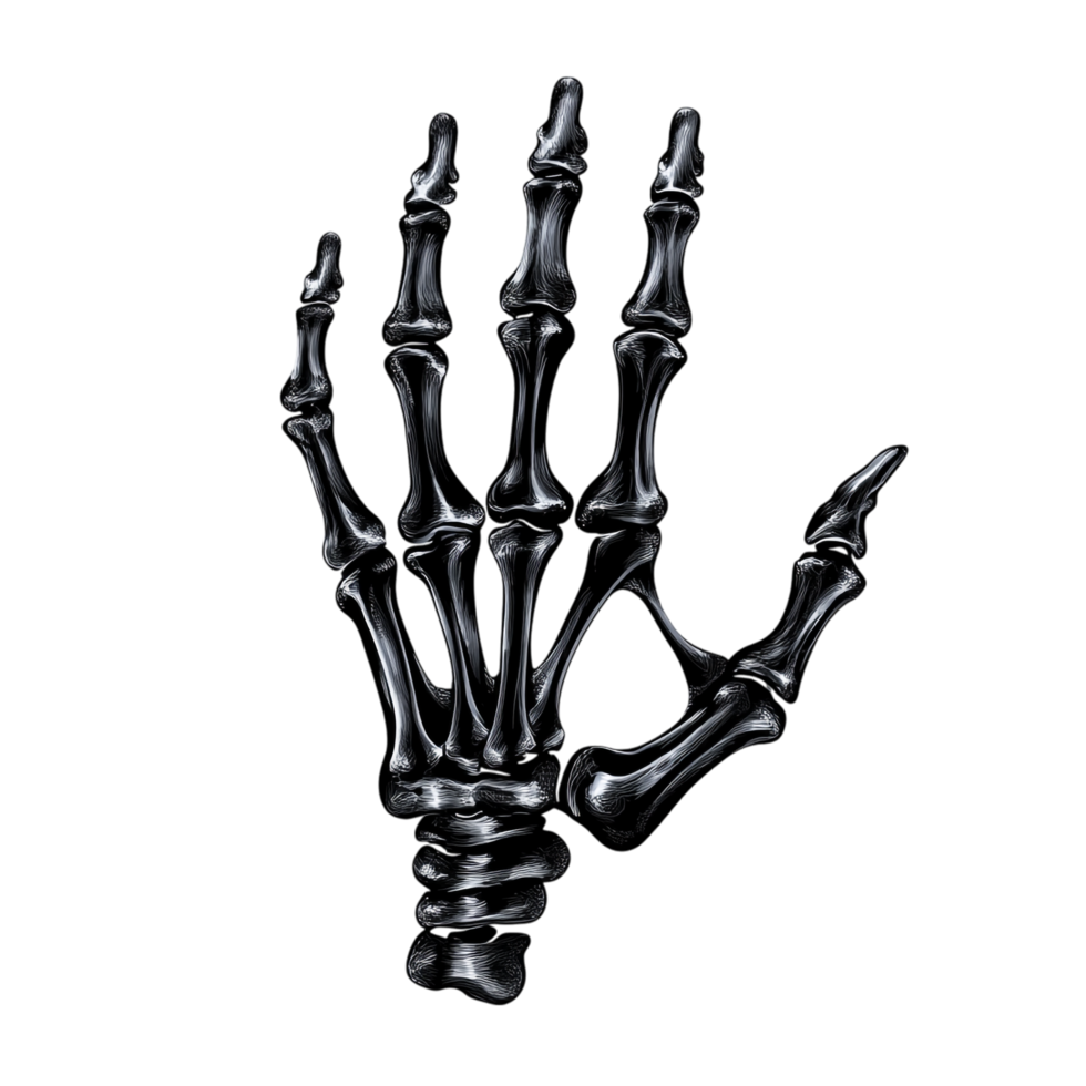 Skeleton Hand for Halloween - Vector Linear Black 3D Rendering png