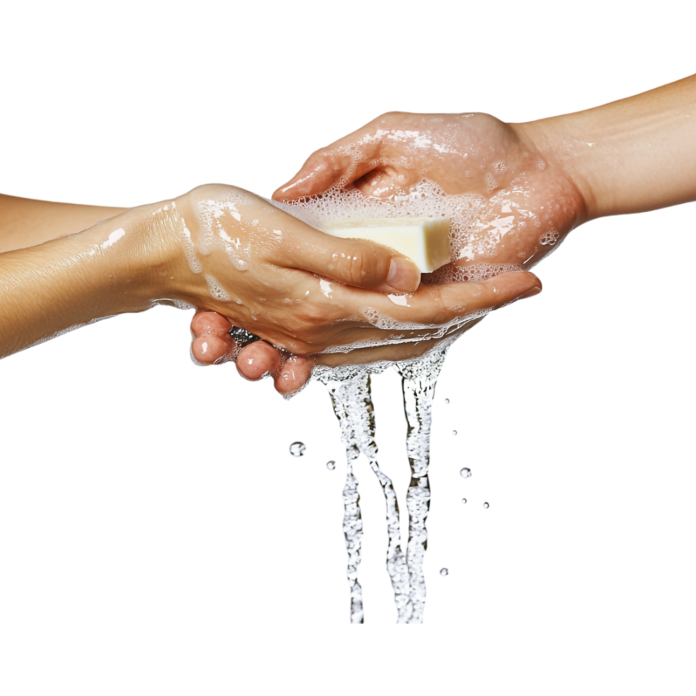 Person Washing Hands with Soap Isolated on Transparent Background png