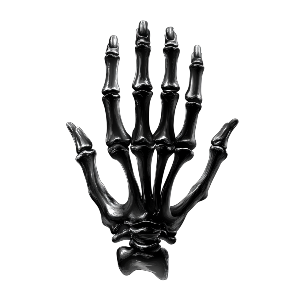 Skeleton Hand for Halloween - Vector Linear Black 3D Rendering png