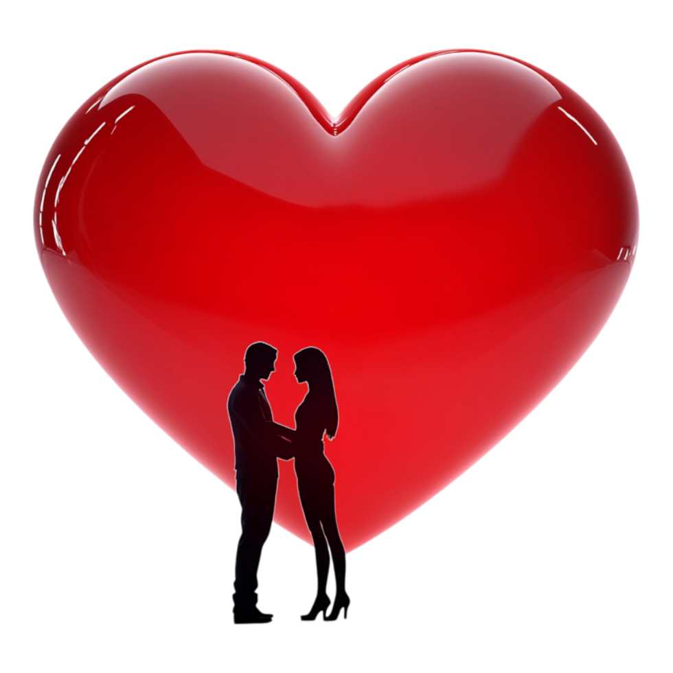 PNG Couple in Love with Red Heart for Valentine's Day Against transparent Background for Romantic Projects, Holiday Themes, or Couple Illustrations