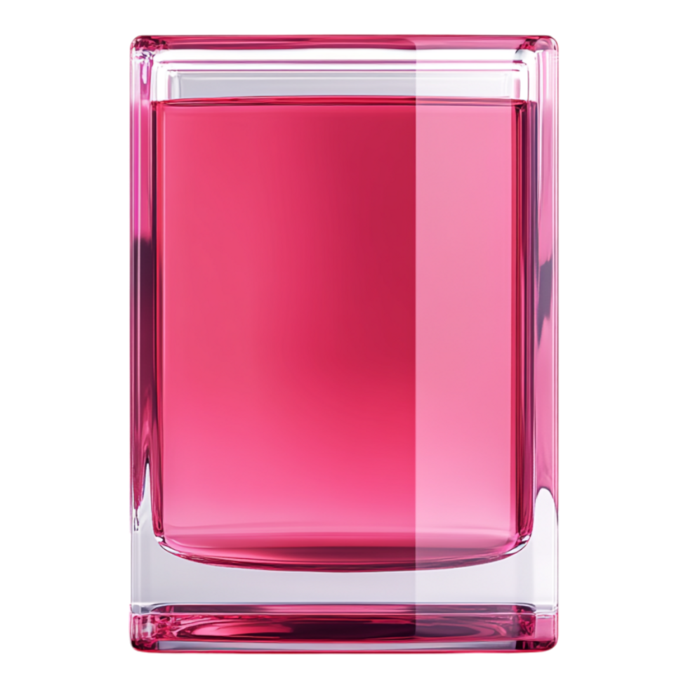 Magenta Liquid in a Rectangular Glass Box Isolated Against a transparent Background png