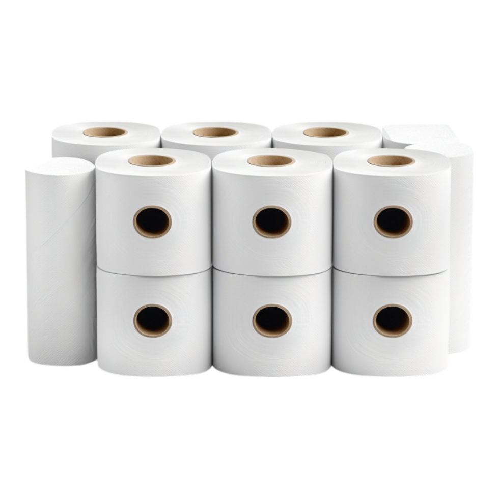 Premium toilet paper rolls neatly stacked showcasing texture png