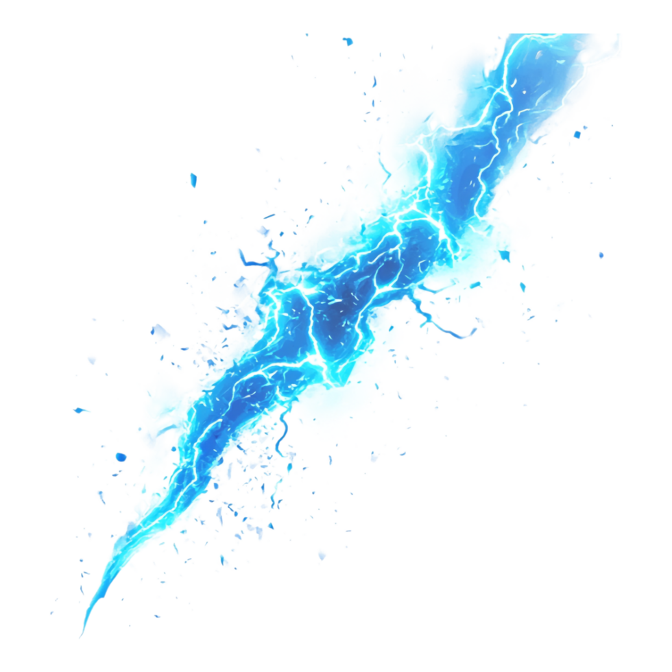Blue Lightning Effect Isolated Against a transparent Background png