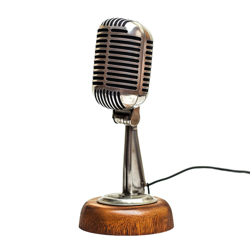Old-fashioned retro singer on a transparent background png