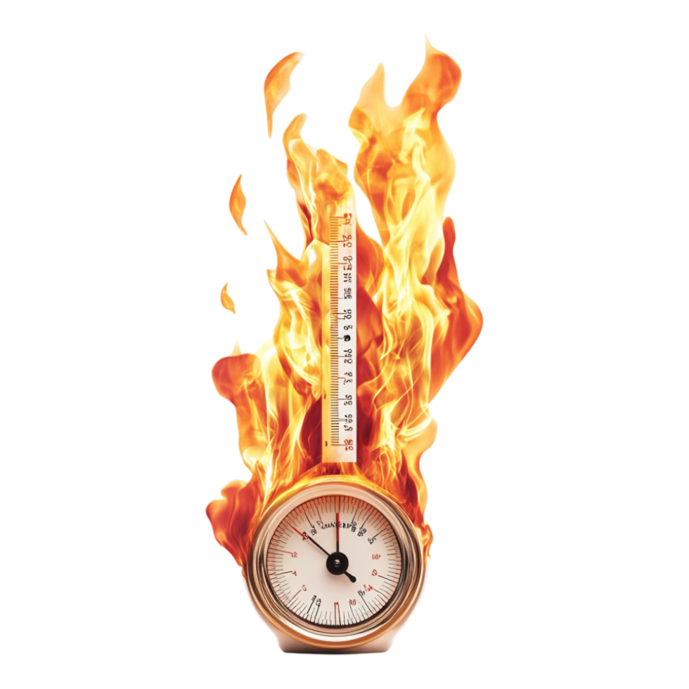 Thermometer with Flames Isolated Against transparent Background png
