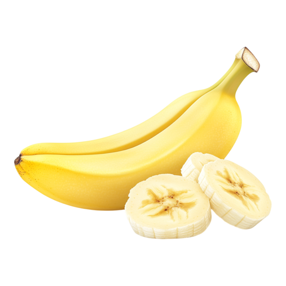 Banana with Banana Slice Isolated Against White Background png