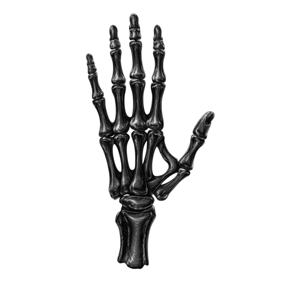 Skeleton Hand for Halloween - Vector Linear Black 3D Rendering png