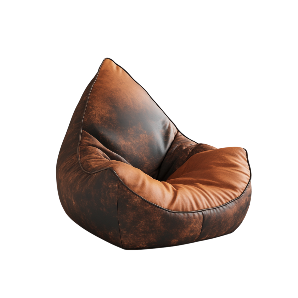 Bean Bag Chair Front View Full Length 3D Rendering Against White Background png