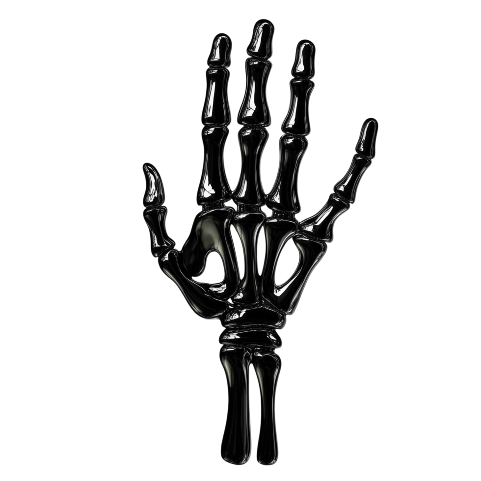 Skeleton Hand for Halloween - Vector Linear Black 3D Rendering png