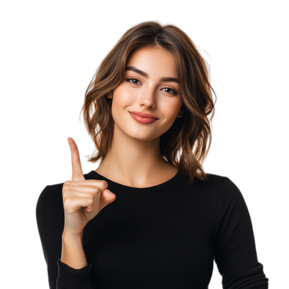 PNG Confident Woman Making OK Gesture Against Transparent Background for Positive Messaging, Marketing Campaigns, or Communication Themes