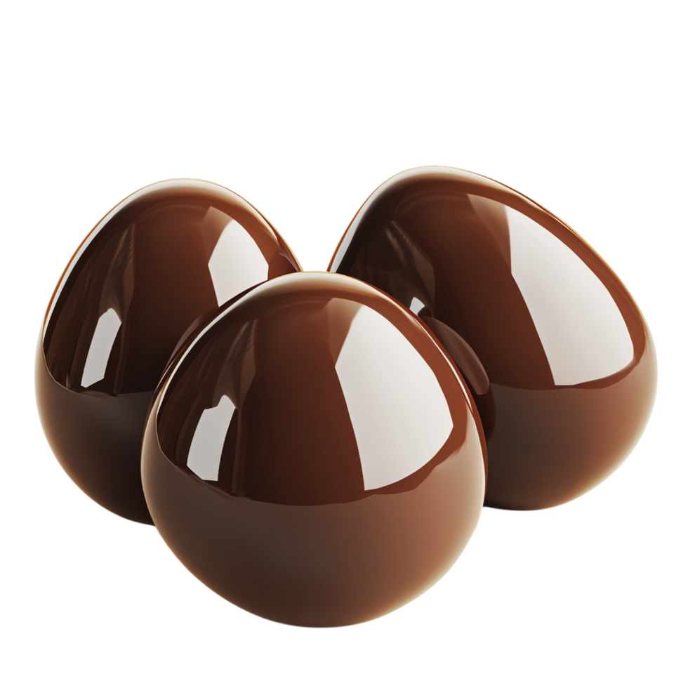 Chocolate Easter Eggs 3D Rendering Against White Background png