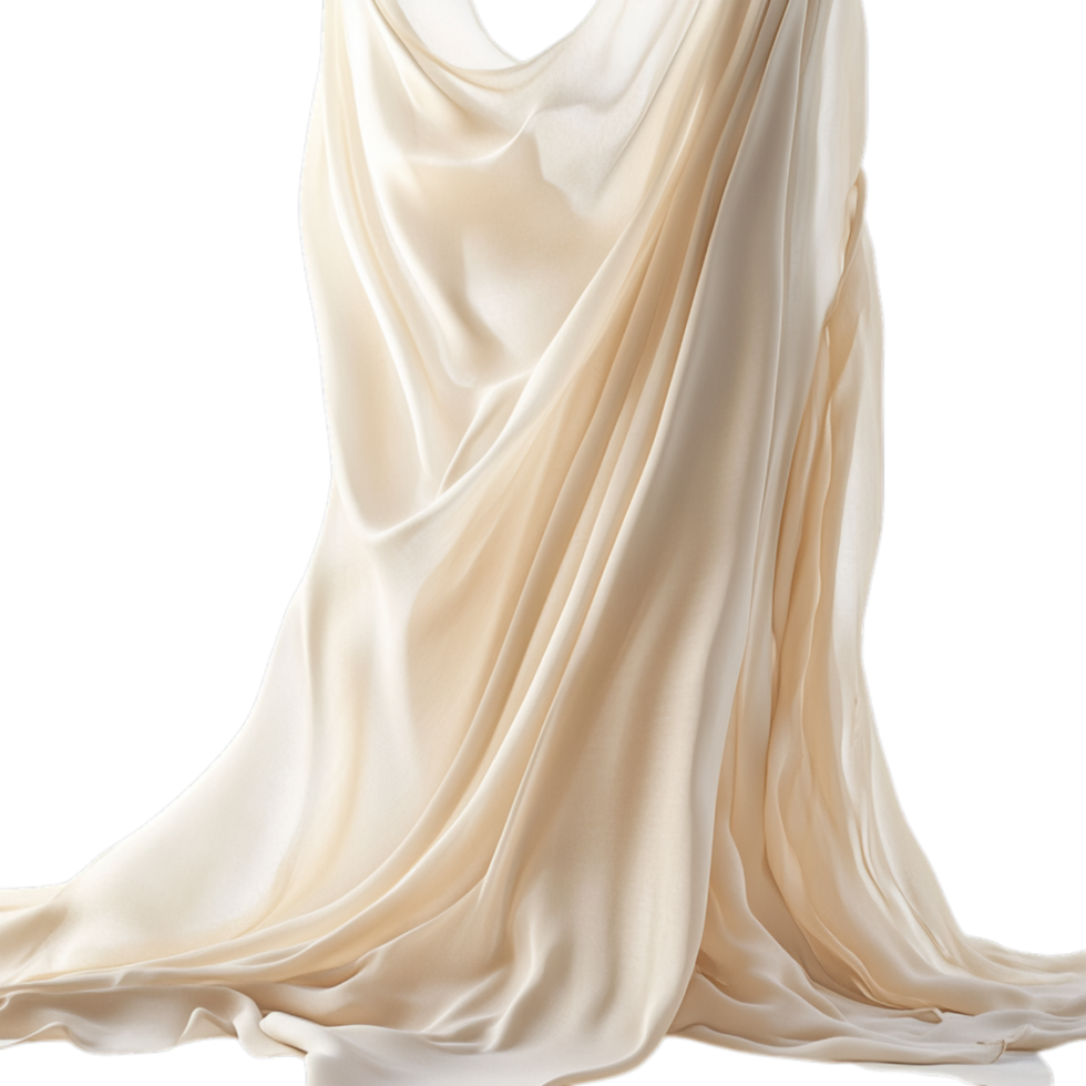 PNG Creamy Draped Fabric, A Textural Study Against Transparent Background for Textile Design, Artistic Projects, or Elegant Backdrops