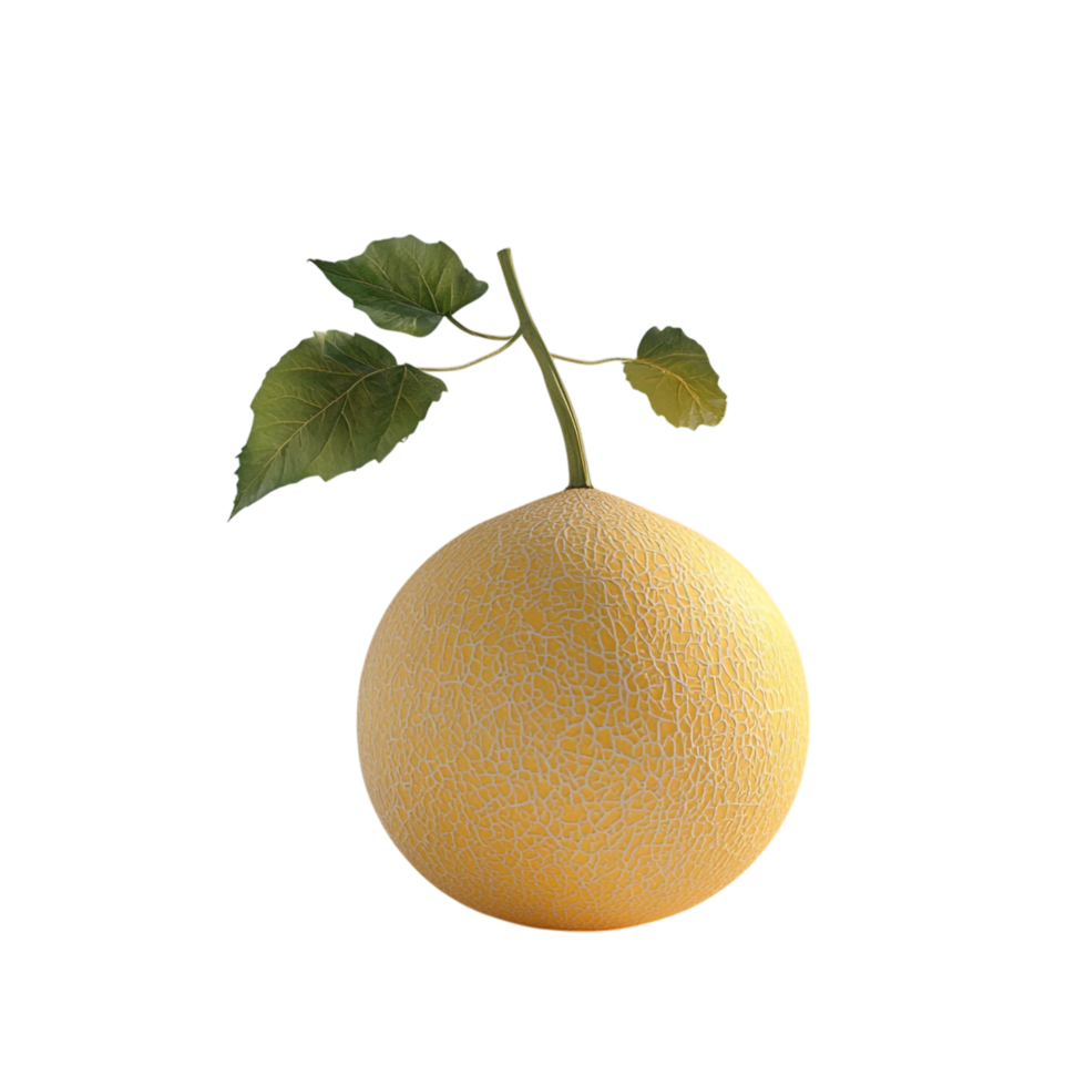 Cantaloupe Side View Full Length 3D Rendering Against White Background png