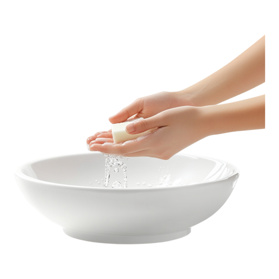 Person Washing Hands with Soap Isolated on Transparent Background png