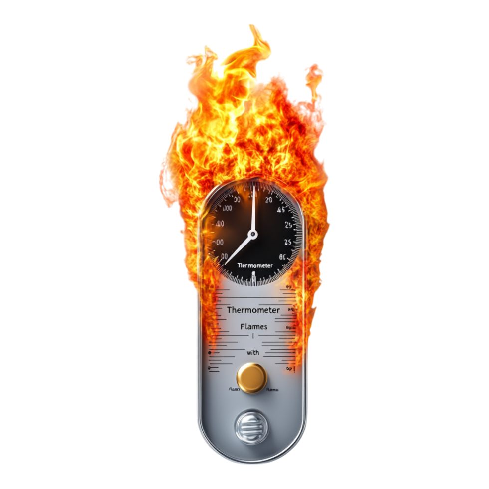 Thermometer with Flames Isolated Against transparent Background png