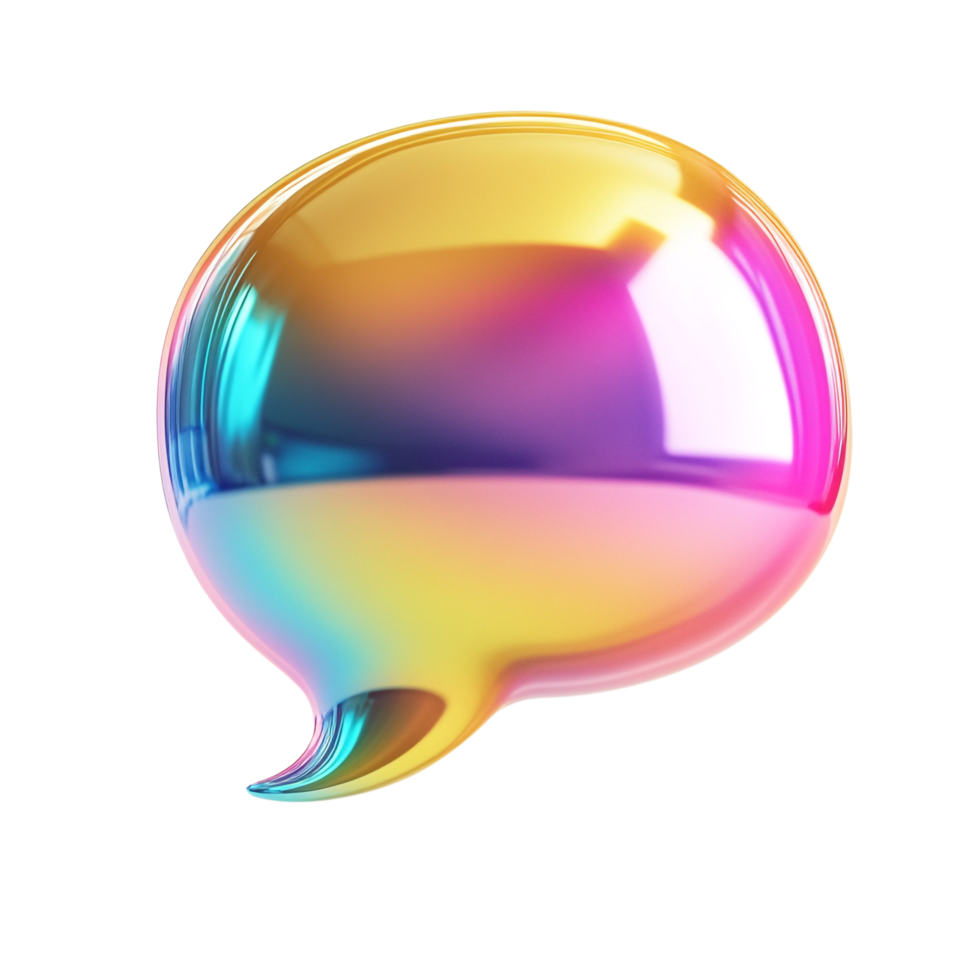 PNG 3D Render of a Colorful Speech Bubble Against Transparent Background for Communication Concepts, Chat Themes, or Modern Illustrations
