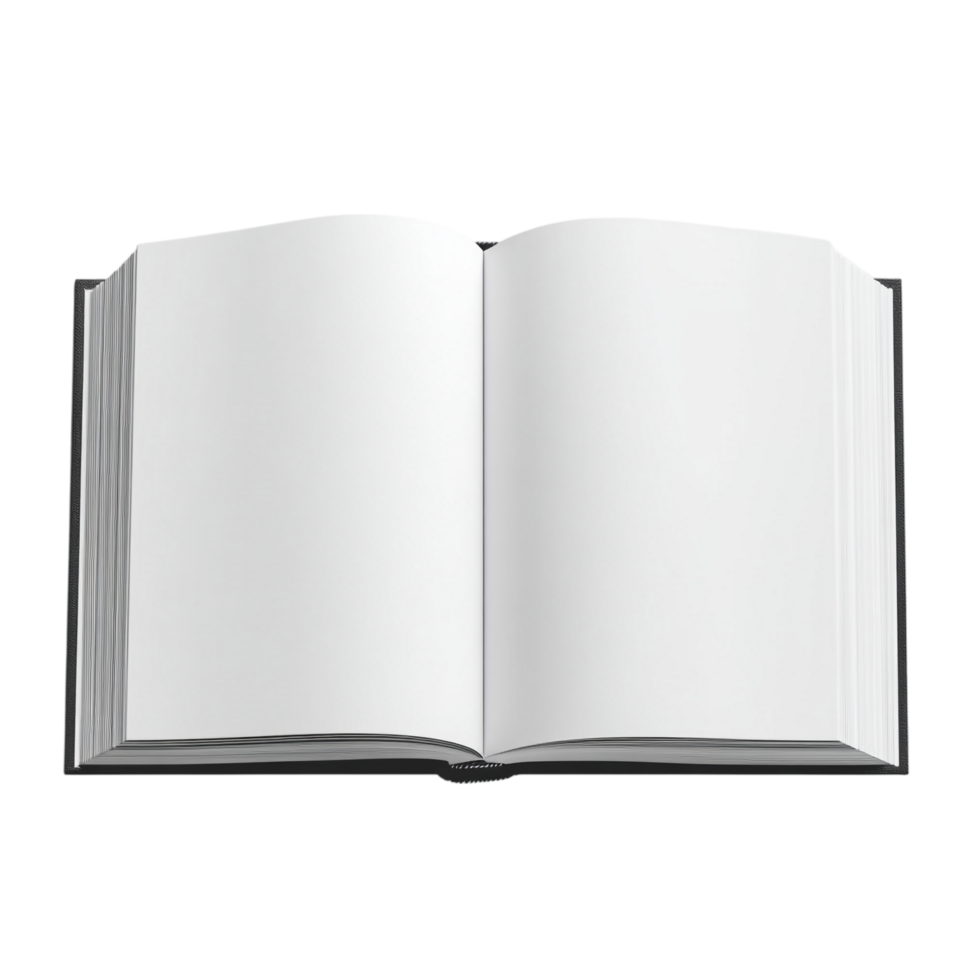 White book open top view full length 3D rendering against transparent background png