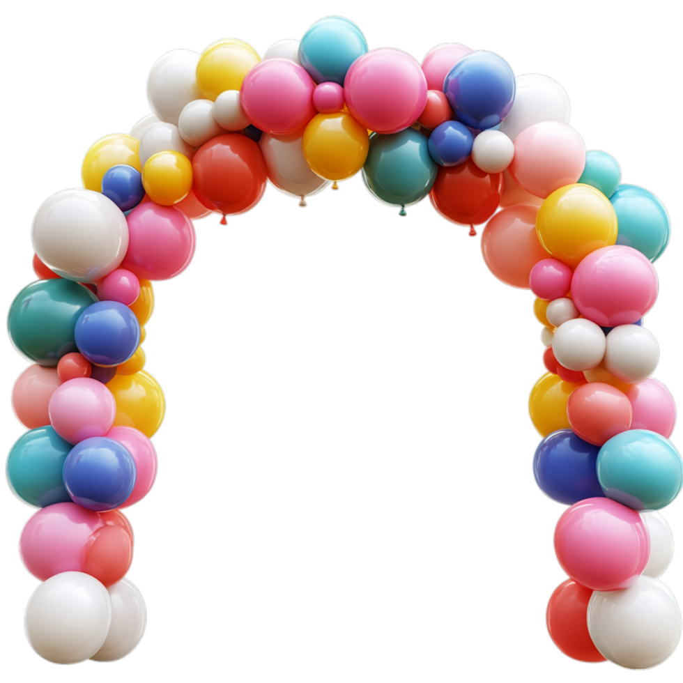 PNG Colorful Balloon Archway for Festive Celebrations Against Transparent Background for Party Planning, Event Decorations, or Joyful Themes