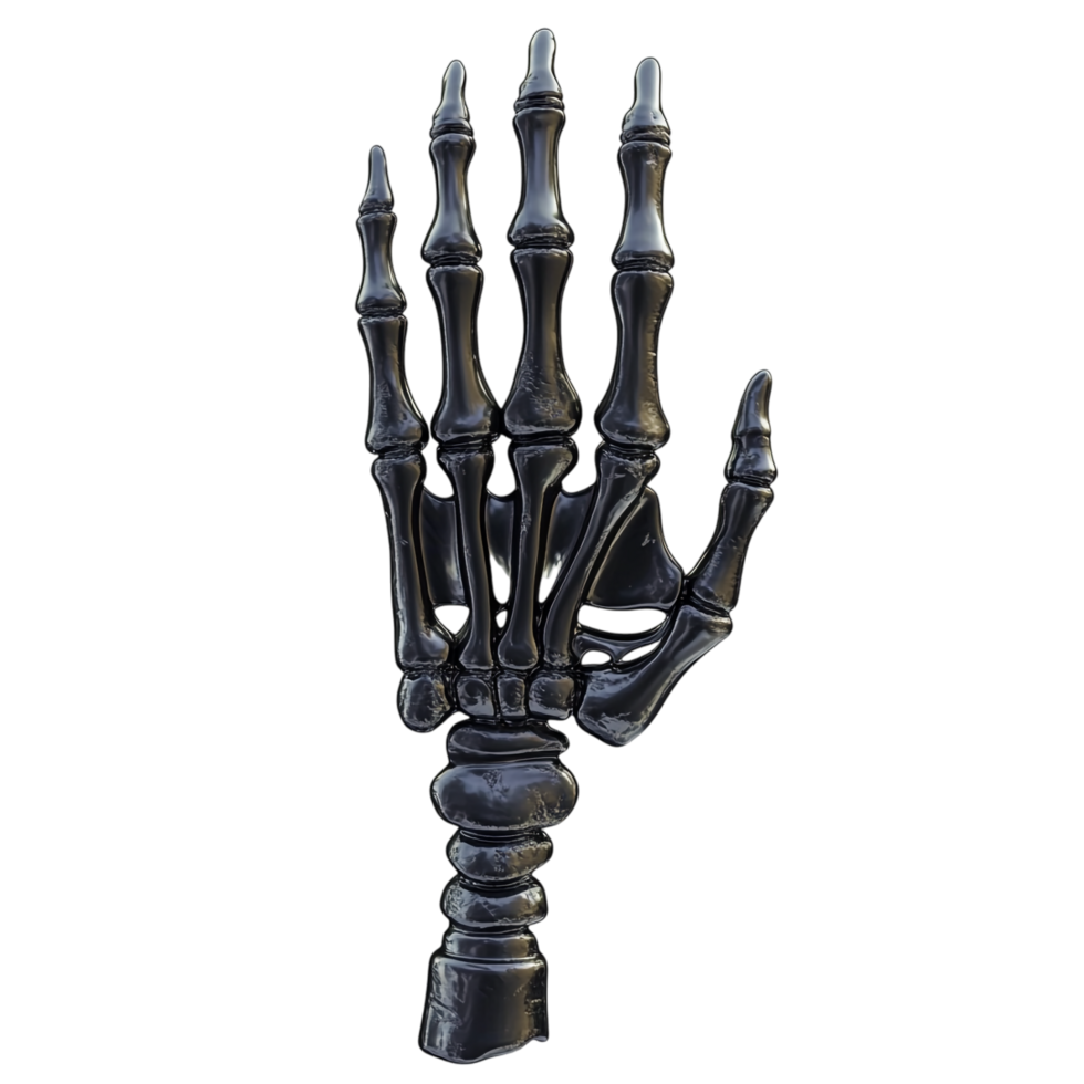 Skeleton Hand for Halloween - Vector Linear Black 3D Rendering png