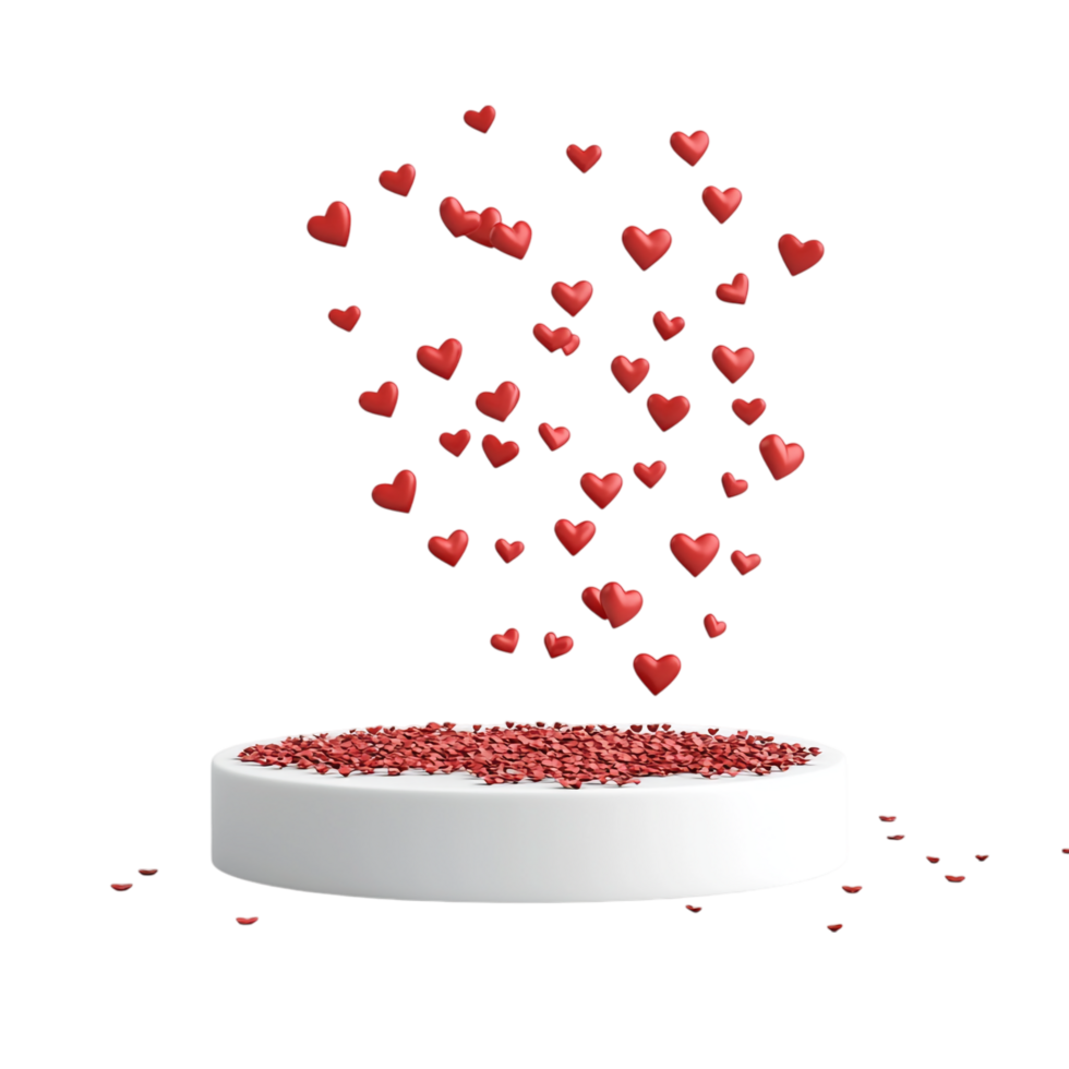 PNG Podium with Hearts Surrounding Against Transparent Background for Displaying Romantic Gifts, Valentine's Day Themes, or Elegant Decor