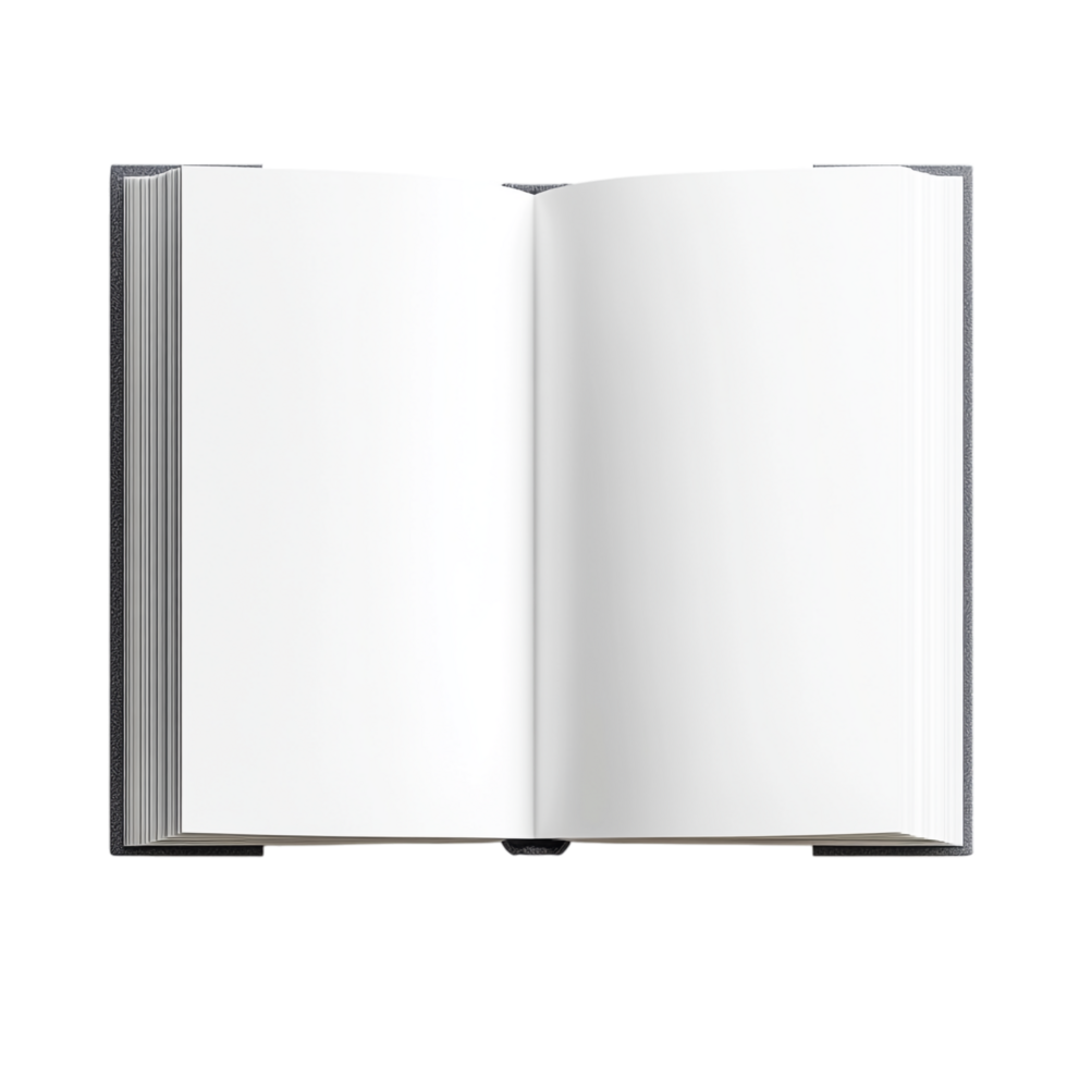 White book open top view full length 3D rendering against transparent background png